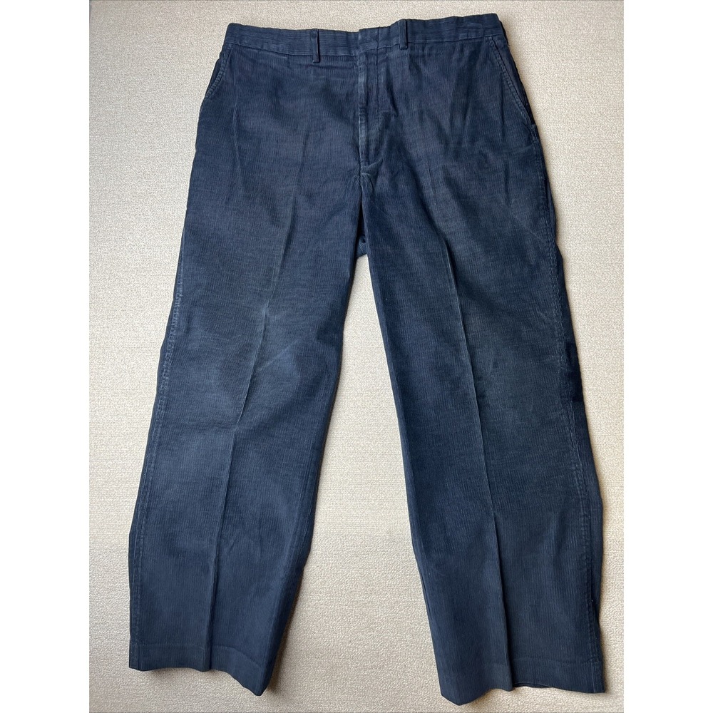 Lands End Pants Mens 3 Long Corduroy Dark Blue Traditional Fit Classic